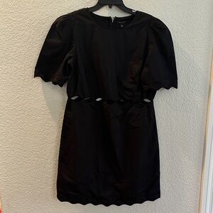 Ann Taylor Black Mini Dress with Scalloped Edges